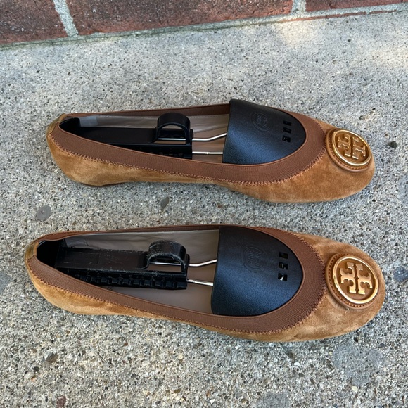 Tory Burch Tan Leather Suede Flats Size 7 - Picture 4 of 11